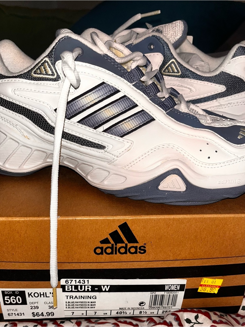 adidas Women White and Navy Training Sneakers